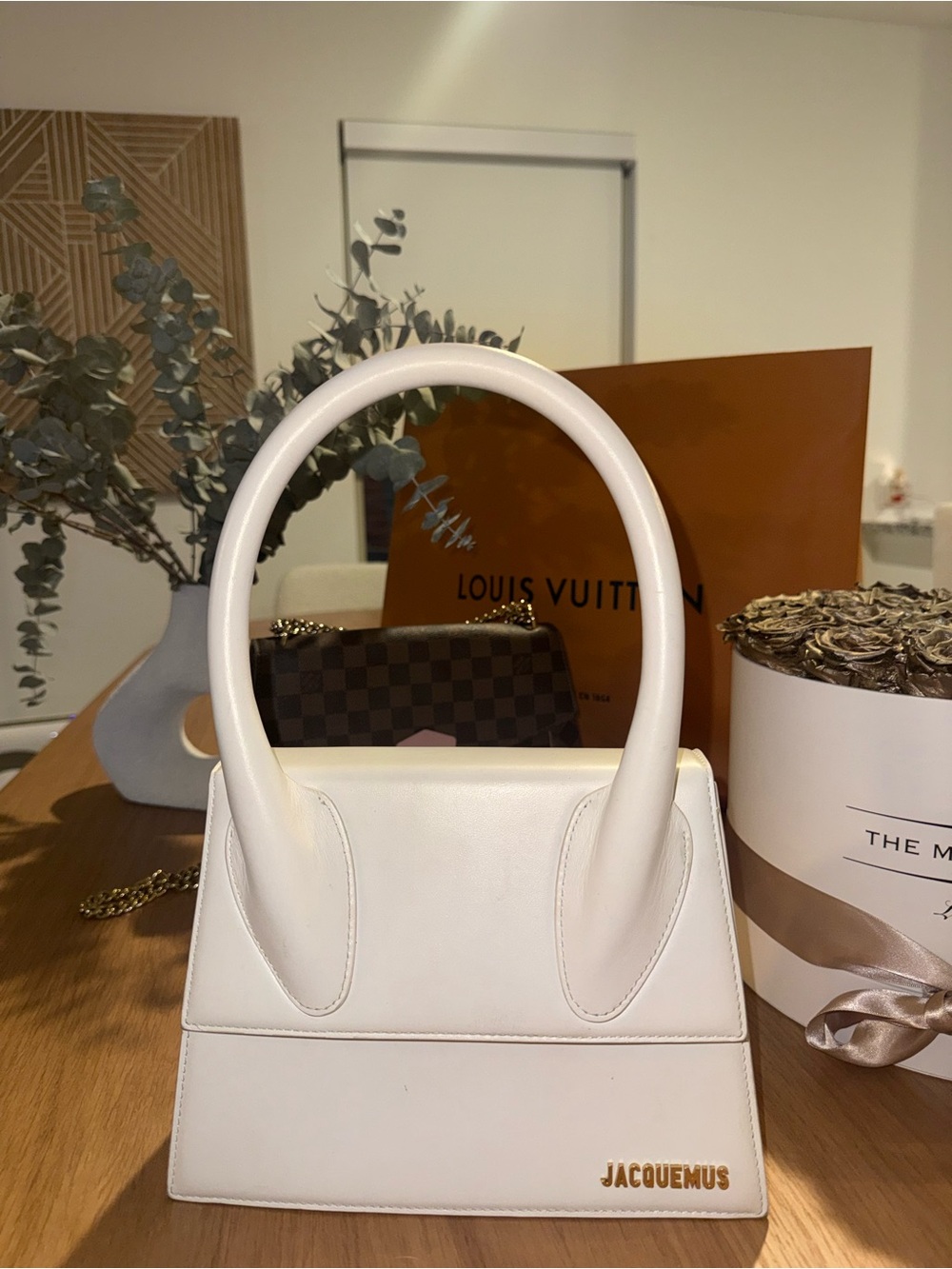 Jacquemus White Structured Top-Handle Shoulder Bag